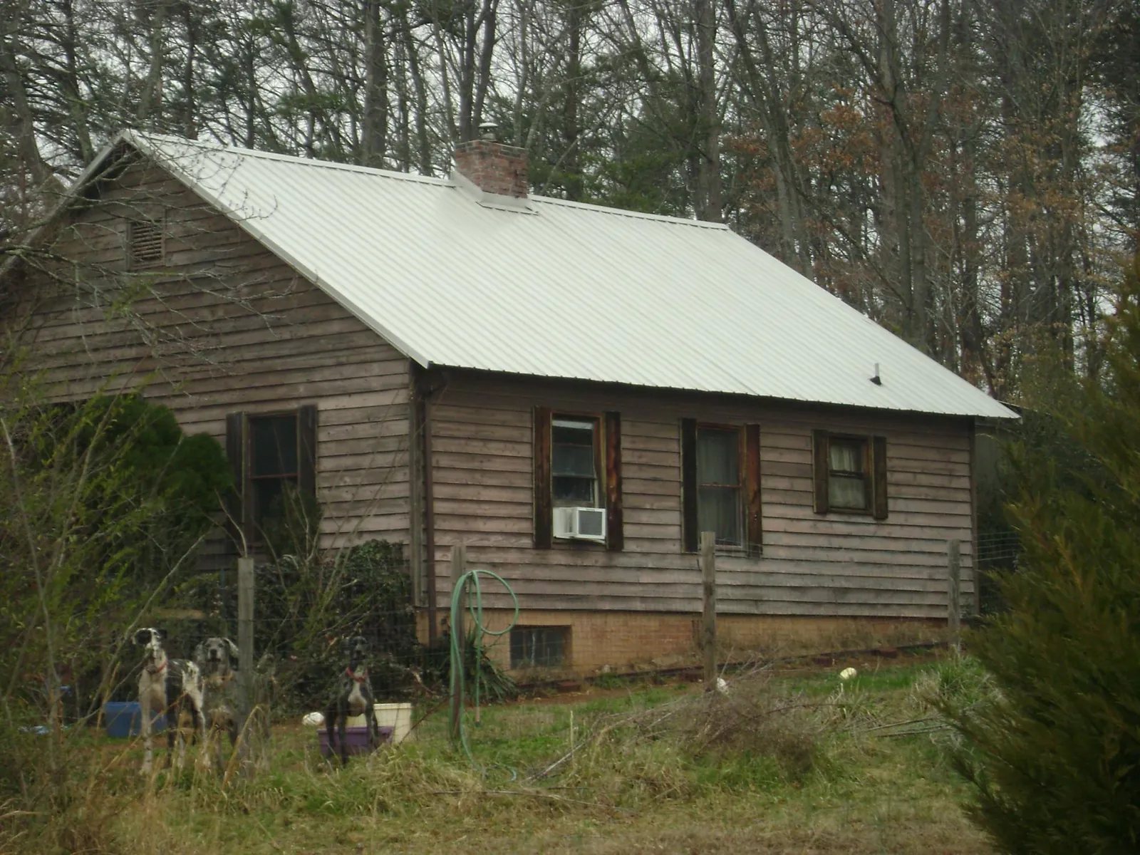White metal roof on an old wood sided farmhouse, from a Asphalt Shingle Roof Repair job in Mechanic Falls